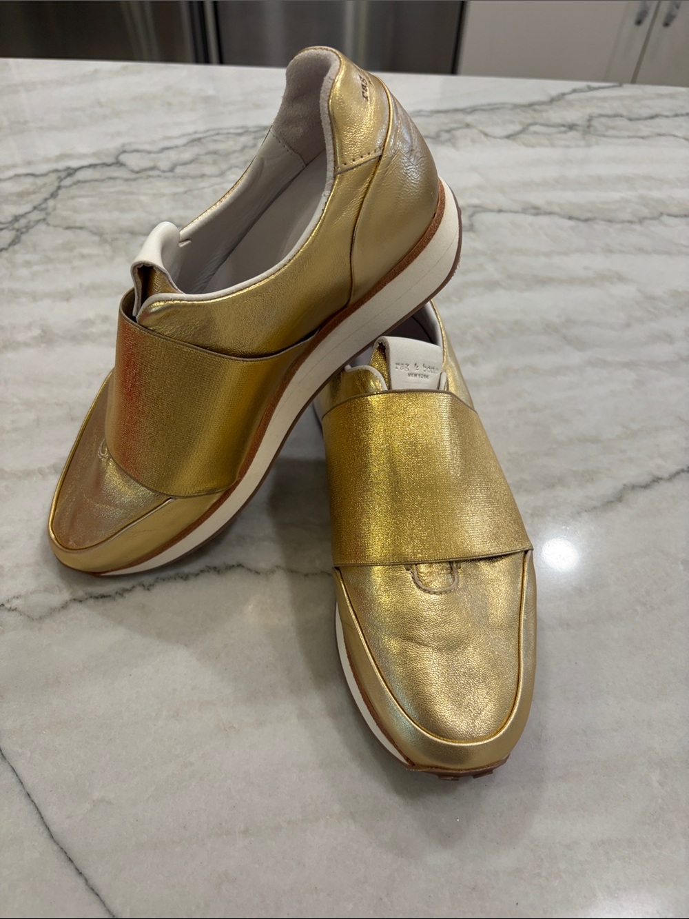 RAG & BONE Gold Slip-On Women's Sneakers SZ 36
